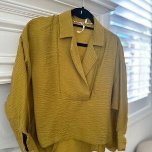 Anthropologie Golden Textured Top